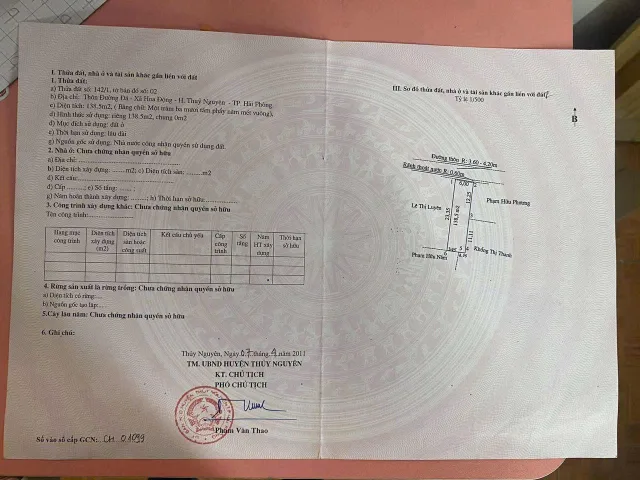Bán đất 138.5 m tại Hoa Động ngay gần khu đô thị Hoàng Huy và Doji .l/h:076.231.9990 e Thúy