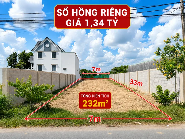 Hàng ngộp! (7x33m)=232m²/ 1,340 tỷ. Đ.Tỉnh Lộ 2, Tân Thông Hội. Phù hợp khách mua về xây nhà vườn