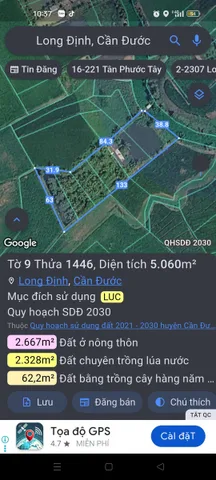 Bán 5060m đất lúa long định cũ nay thuộc xã Long Cang Tây Ninh