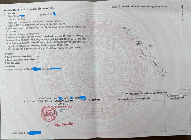 ĐẦU TƯ SINH LỜI - CHÍNH CHỦ CẦN BÁN LÔ ĐẤT Xã Minh Long, Chơn Thành, Bình Phước