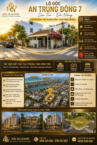 Bán nhà lô góc sát An Trung Đông 7 , Sơn Trà, Đà Nẵng – 100m² gần Cầu Rồng, gần biển Mỹ Khê