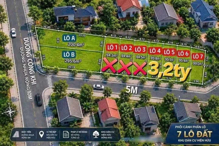 Giá : 3 tỷ 200. Đất : 6,15 x 15m hẻm ôtô đường Dương Công Khi.  Gần ngã 3 Giồng