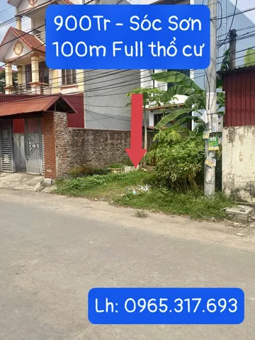 Được bố vợ cho mảnh đất mà 2 vợ chồng em ở chung cư Hà Nội nên em cần bán mảnh đất này ở Sóc Sơn diện tích 100m2 vuông vắn giá chỉ có 900tr thôi . sẵn sổ công chứng trong ngày được luôn . Đất nằm mặt đường trục chính , gần trường cấp 1-2, đi bộ 200m ra bắ