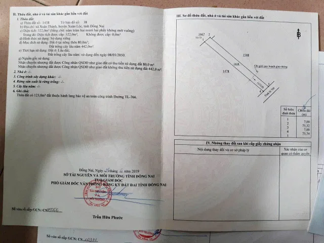 Bán Đất 522m2 có sẵn 80 m2 thổ cư giá 2 tỷ tại Đường Tỉnh lộ 766 Xã Xuân Thành Huyện Xuân Lộc Đồng Nai