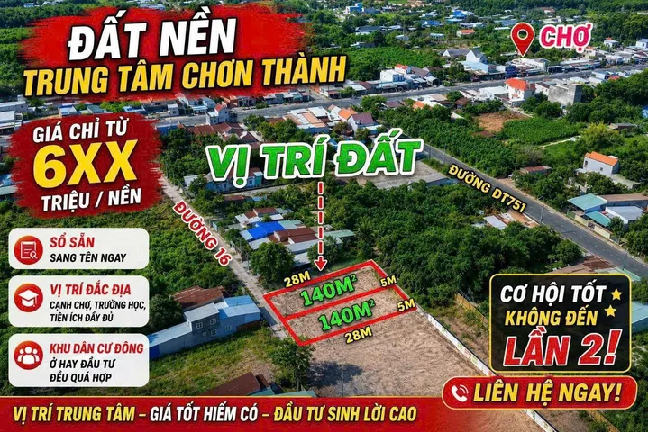 Bán Đất 300m2 có sẵn 150 m2 thổ cư giá 245TR BAO SỔ tại Đường Quốc lộ 13
