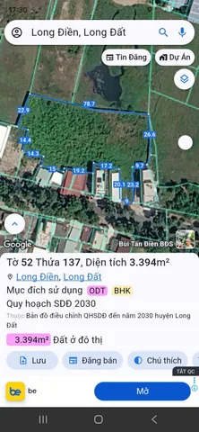 Bán Đất 3394m2 có sẵn 200 m2 thổ cư giá 98 tỷ tại Đường Số 11 Thị trấn Long Điền Huyện Long Điền Bà Rịa - Vũng Tàu