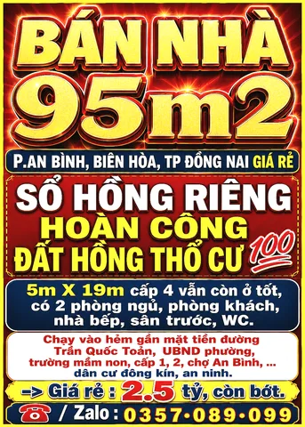BÁN NHÀ P.AN BÌNH, TP ĐỒNG NAI, GIÁ RẺ, SỔ HỒNG RIÊNG HOÀN CÔNG THỔ CƯ 💯