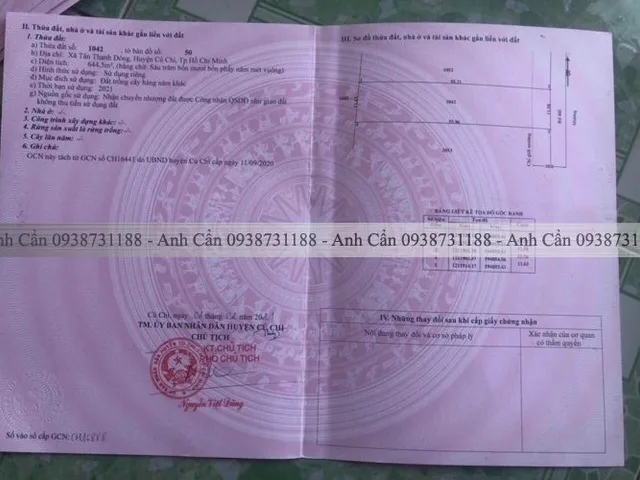 Bán Đất 665m2 giá 1.45 tỷ tại Xã Tân Thạnh Đông Huyện Củ Chi TP. Hồ Chí Minh