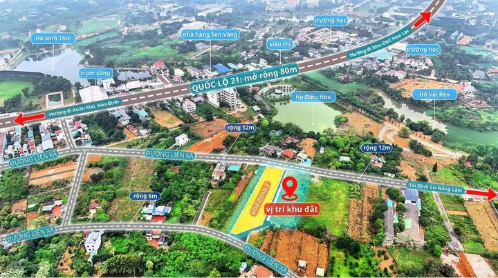 Bán Đất 124m2 Full Thổ Cư - Sổ Hồng - Giá 3.5 Tỷ Tại Xã Phú Cát Huyện Quốc Oai Hà Nội
