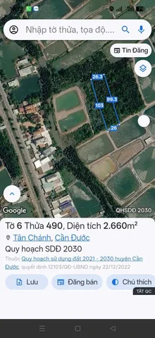 Bán Đất 2653m2 giá 260tr/1000m2 tại - Xã Tân Chánh Huyện Cần Đước Long An