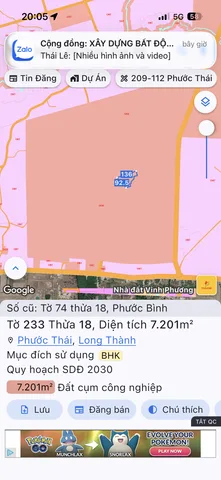 Bán Đất 100000m2 giá 200 tỷ tại Xã Phước Bình Huyện Long Thành Đồng Nai