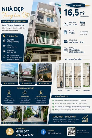 Nhà đẹp 4m x 19,5m x 4 tầng cư xá Đồng Tiến, Thành Thái, quận 10