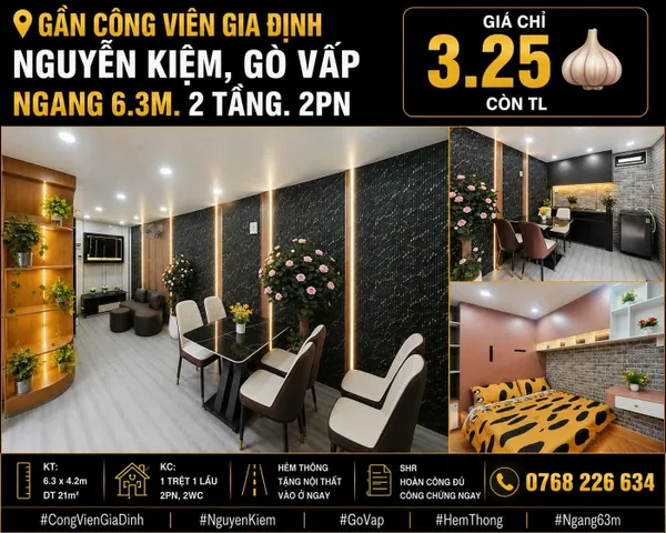 Bán Nhà riêng 21m2 có sẵn 21 m2 thổ cư giá 3.25 tỷ tại Đường Nguyễn Kiệm Phường 03 Quận Gò Vấp TP. Hồ Chí Minh