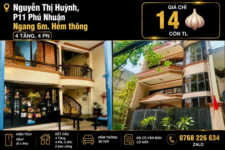 Bán Nhà riêng 56m2 có sẵn 56 m2 thổ cư giá 14 tỷ tại - Chọn - Phường 11 Quận Phú Nhuận TP. Hồ Chí Minh