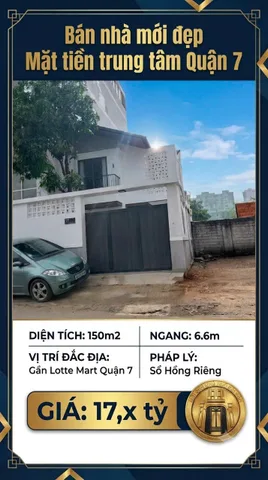 MẶT TIỀN KD TRUNG TÂM QUẬN 7, 150M2, NGANG 6,6M, THÔNG THOÁNG, GẦN LOTTE MART Q.7, SHR