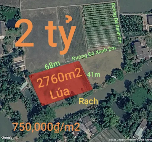 Bán Đất 2760m2 giá 2 tỷ tại Xã Đức Tân Huyện Tân Trụ Long An