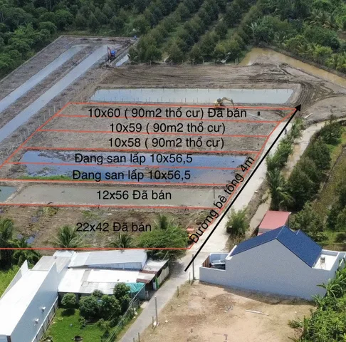 Bán Đất 580m2 có sẵn 90 m2 thổ cư giá 1.29 tỷ tại - Chọn - Xã Tân Hội Thành phố Vĩnh Long Vĩnh Long