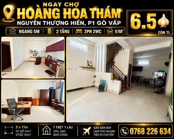 Bán Nhà riêng 55m2 có sẵn 55 m2 thổ cư giá 6.5 tỷ tại - Chọn - Phường 01 Quận Gò Vấp TP. Hồ Chí Minh