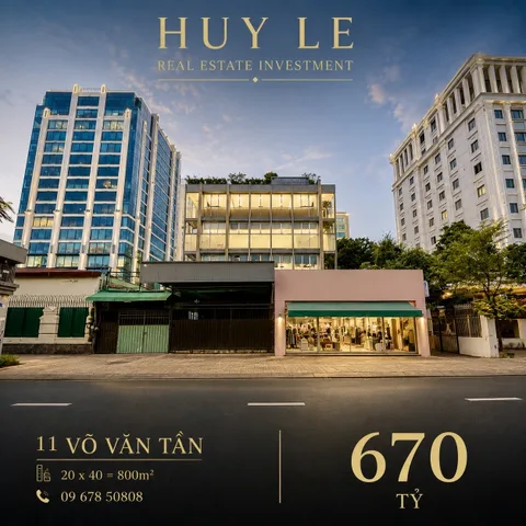 Bán 800m2 đất mặt tiền 11 Võ Văn Tần , Quận 3 , khu dinh độc lập