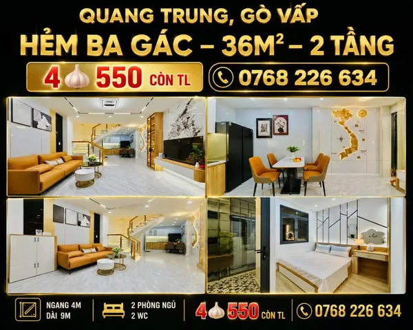Bán Nhà riêng 36m2 có sẵn 36 m2 thổ cư giá 4.55 tỷ tại Đường Quang Trung Phường 10 Quận Gò Vấp TP. Hồ Chí Minh