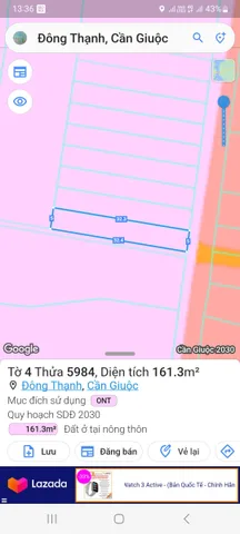 Bán Đất 159m2 có sẵn 159 m2 thổ cư giá 1.7 tỷ tại Đường Tỉnh 830 Xã Đông Thạnh Huyện Cần Giuộc Long An