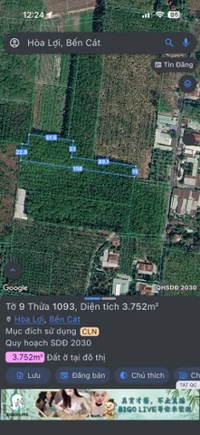 Bán Đất 3751m2 giá 9.3 tỷ tại Đường Đt.741 - Đường Loại 2 Phường Hòa Lợi Thị xã Bến Cát Bình Dương