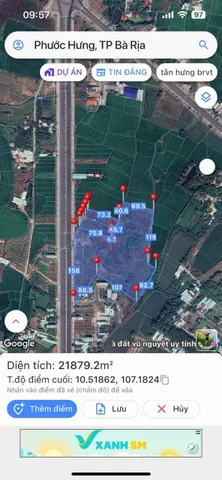 Bán Đất 29000m2 có sẵn 9056 m2 thổ cư giá 180 tỷ tại Phường Phước Hưng Thành phố Bà Rịa Bà Rịa - Vũng Tàu