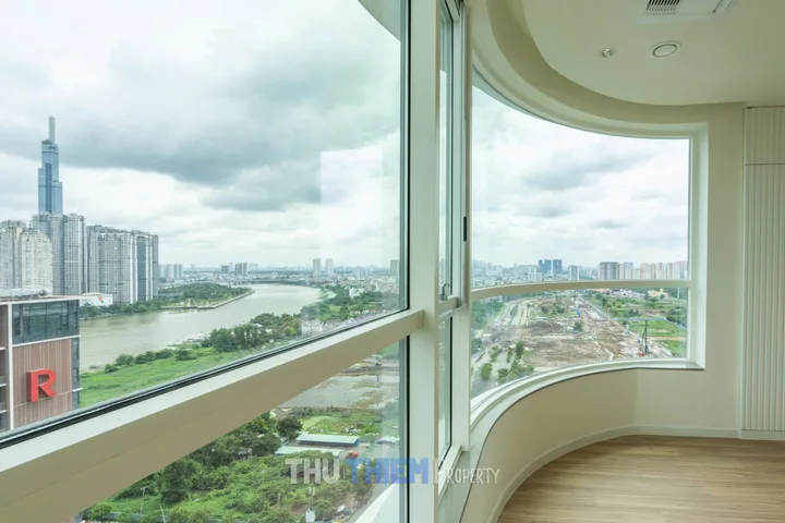 BDS HVL CHO THUÊ  Zeit river Q2  tháp T1, 4PN, 183m2, NTCB, giá thuê 100tr net, đang làm rèm, view sông landmark81