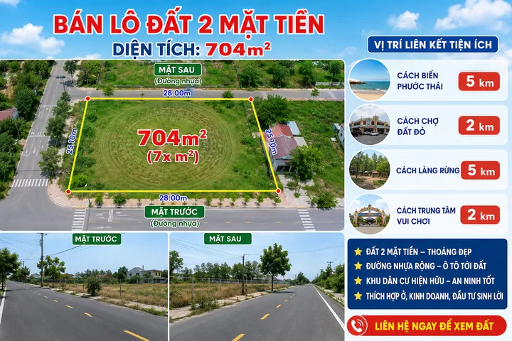 Bán Đất 704m2 có sẵn 80 m2 thổ cư giá 4.2 tỷ tại Đường Lê Văn Một Thị trấn Đất Đỏ Huyện Đất Đỏ Bà Rịa - Vũng Tàu