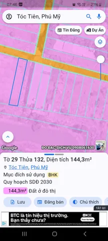 Bán Đất 140m2 có sẵn 50 m2 thổ cư giá 1.6 tỷ tại - Chọn - Xã Tóc Tiên Thành phố Phú Mỹ Bà Rịa - Vũng Tàu