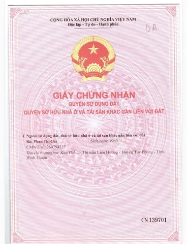 Bán Đất 232m2 có sẵn 232 m2 thổ cư giá 2.92 tỷ tại - Chọn - Thị trấn Liên Hương Huyện Tuy Phong Bình Thuận