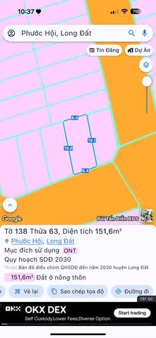 Bán Đất 151m2 full thổ cư giá 1.6 tỷ tại Xã Lộc An Huyện Đất Đỏ Bà Rịa - Vũng Tàu