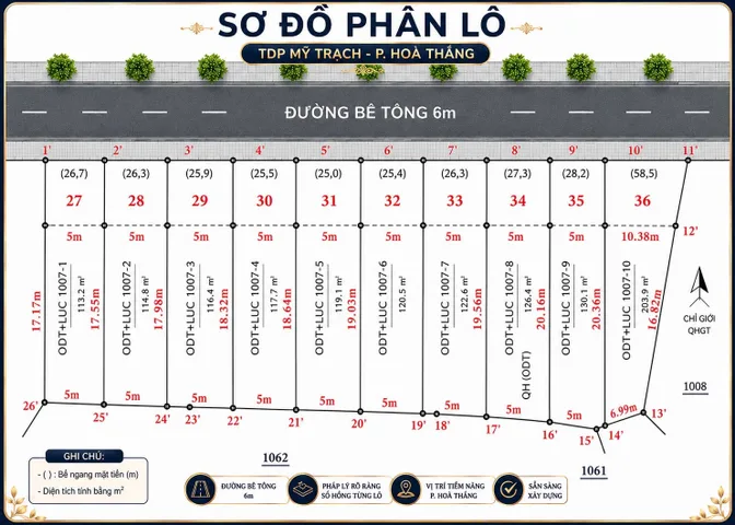 Bán Đất 86.5m2 có sẵn 86.5 m2 thổ cư giá 605 triệu tại Đường Lý Tự Trọng - Chọn - Phường Hòa Thắng Khánh Hòa