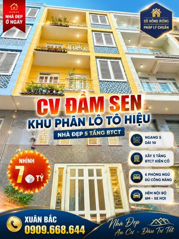 CV ĐAM SEN - TÔ HIỆU 
KHU PHÂN LÔ ĐỒNG BỘ NHÀ CAO TÂNG
NGANG 5 DÀI 10 VỚI 6PN