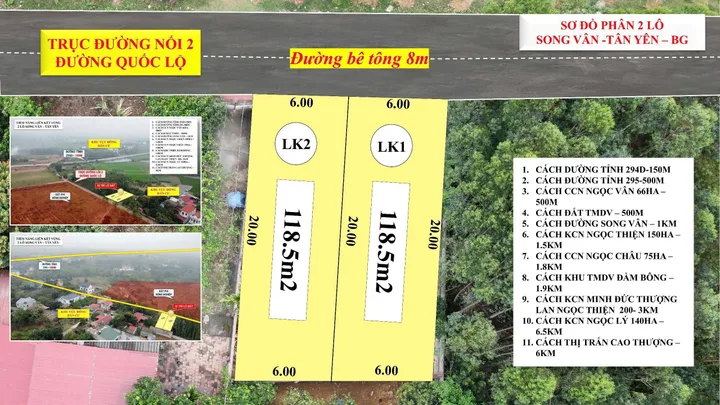Bán Đất 118.5m2 có sẵn 118.5 m2 thổ cư giá 1.2 tỷ tại - Chọn - Xã Song Vân Huyện Tân Yên Bắc Giang