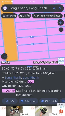 Bán Đất 100m2 có sẵn 100 m2 thổ cư giá 2 tỷ tại Phường Xuân Thanh Thành phố Long Khánh Đồng Nai