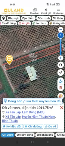 Bán Đất 1416m2 giá 450 triệu tại Xã Tân Lập Huyện Hàm Thuận Nam Bình Thuận