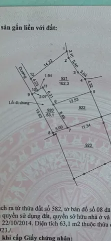 Bán Đất 162.3m2 có sẵn 162.3 m2 thổ cư giá 2.9 tỷ tại - Chọn - - Chọn - Xã Hòa Xá Hà Nội