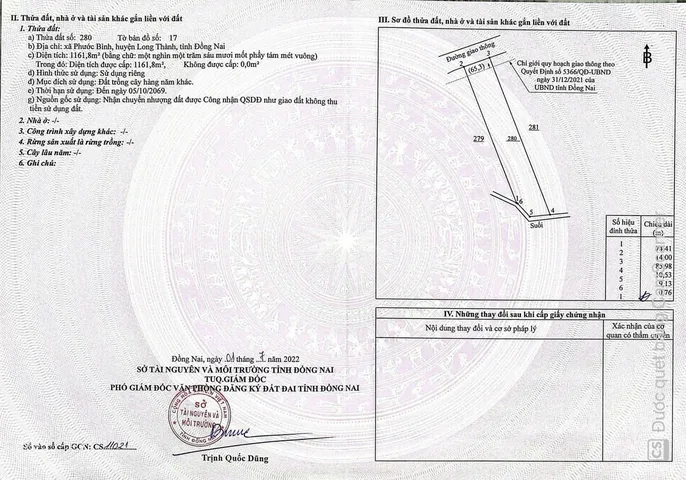 Bán Đất 1161.8m2 giá 2.7 tỷ tại Xã Phước Bình Huyện Long Thành Đồng Nai