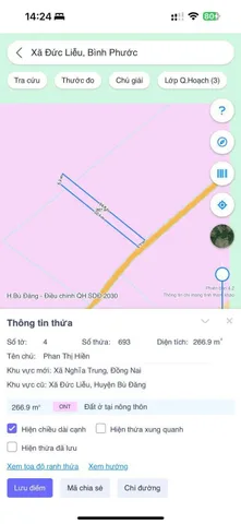 Bán Đất 266m2 có sẵn 100 m2 thổ cư giá 125 triệu tại Xã Đức Liễu Huyện Bù Đăng Bình Phước