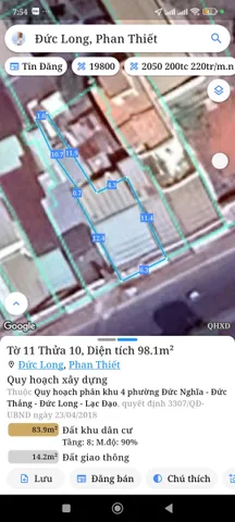 Bán Đất phan thiết 98m2 thổ cư giá 7.2 tỷ tại Phường Đức Long Thành phố Phan Thiết Bình Thuận
