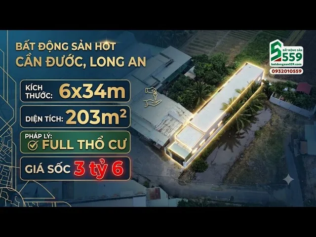 Bán Nhà trọ 203m2 có sẵn 203 m2 thổ cư giá 3.6 tỷ tại - Chọn - Xã Long Trạch Huyện Cần Đước Long An