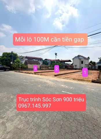 Mặt đường 3 lô mỗi lô 900 triệu diện tích 100m