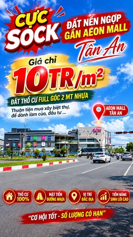 Ngộp ngân hàng I Bán gấp lô Góc 3 Mặt Tiền - 306,3m2 tại phường 6 Tp. tân an gần Aeon