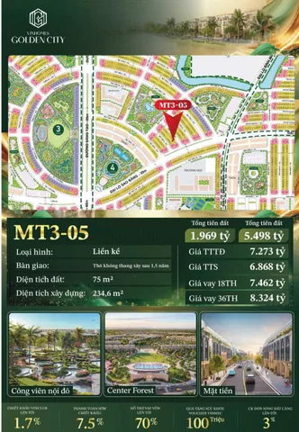 Bán Shophouse MT3-05 Vinhomes Golden City – 75m², mặt đường 15m, giá từ 6,868 tỷ