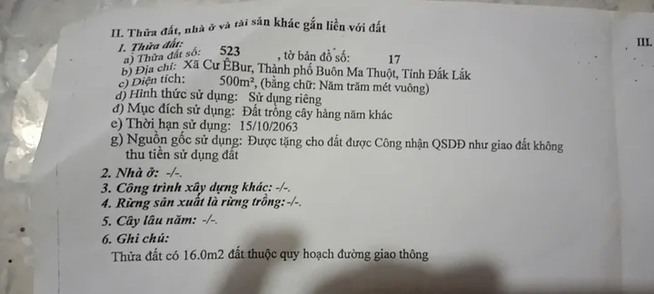 🌿 BÁN ĐẤT NÔNG NGHIỆP MẶT TIỀN LIÊN THÔN 8 – CƯ ÊBUR