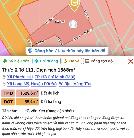 Bán Đất 1568m2 giá 32 tỷ tại mặt tiền Đường Võ Thị Sáu, Thị Trấn Phước Hải, Huyện Đất Đỏ, Bà Rịa - Vũng Tàu (Xã Phước Hải, Thành Phố Hồ Chí Minh)