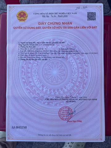 Cần bán gấp lô đất giá  Vạn Hưng giá mềm 7tr/m thích hợp đầu tư ngắn hạn hoặc dài hạnHòa