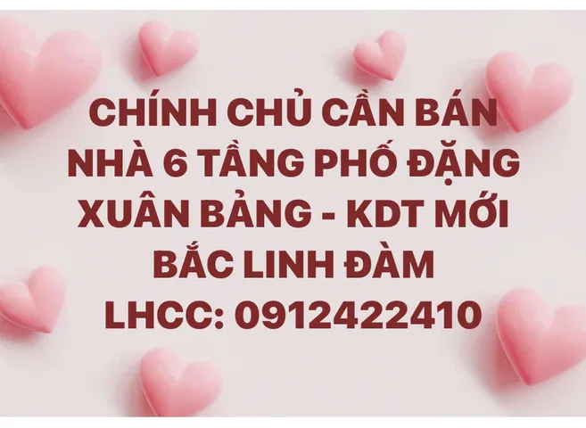 CHÍNH CHỦ CẦN BÁN NHÀ 6 TẦNG PHỐ ĐẶNG XUÂN BẢNG - KDT MỚI BẮC LINH ĐÀM
