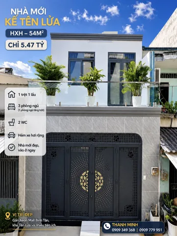 🏠 Nhà mới kế KDC Tên Lửa - HXH - DT 54m² - 3PN - chỉ 5,39 tỷ